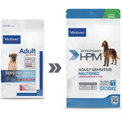Virbac HPM Sensitive Digest NEUTERED Large & Medium dog, Hundefoder til sensitive hunde. 12 kg. 